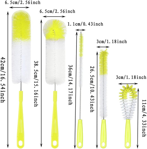 KELINFONG 5 Pack 16 Inch Bottle Brush, Long Handle Bottle Cleaning Brush,Straw Brush,Flexible Water Bottle Cleaner