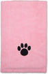 Bone Dry Pet Grooming Towel Collection - Absorbent Microfiber X-Large, 41x23.5", Embroidered Pink