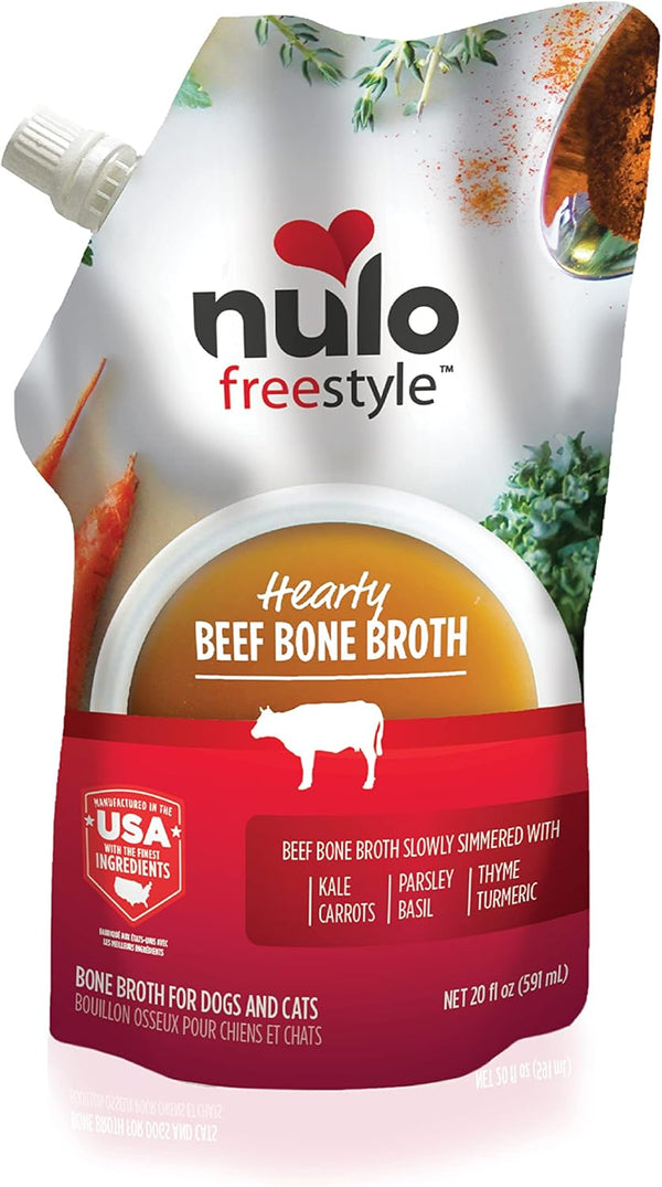 Nulo Freestyle Bone Broth, Premium Food Topper for Cats and Dogs, 20 FL Oz Pouch with Collagen and Chondroitin