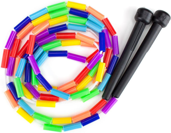 K-Roo Sports 7-Foot Rainbow Jump Rope with Plastic Beaded Segmentation