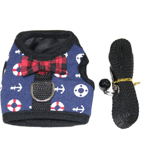 Rypet Ferret Harness and Leash, Soft Mesh Small Pet Harness with Safe Bell, No Pull Comfort Padded Vest for Small