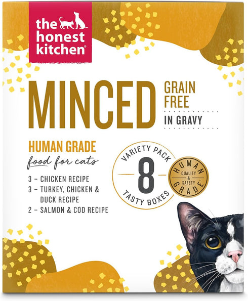 The Honest Kitchen Minced Grain Free Wet Cat Food with Bone Broth Gravy Variety Pack - 2.8 oz (Pack of 8)