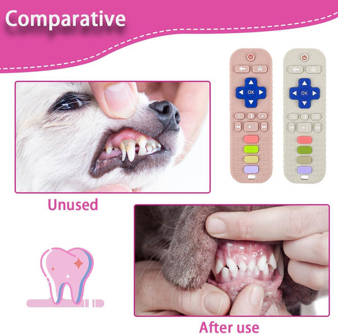 2 PCS Dog Teething Toys, Remote Control Shape Teether for Dog Training and Cleaning Teeth, Interactive Dog Toys for