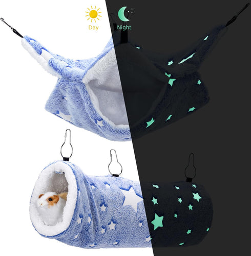 Hammock Hammock) Mogoko Noctilucent Luminous Guinea Pig Rat Bunkbed Hanging Tunnel and Soft Bed Mat for Ferret Hedgehog