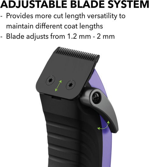 10 560017 Andis Easy Clip Adjustable Blade Cordless II Dog Clipper, Piece Kit, Lithium-Ion Battery, Purple