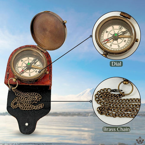 Handmade Vintage Brass Pocket Compass with Lid - Perfect Maritime Gift