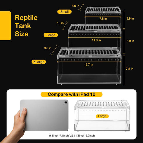 Small Reptile Terrarium Kit,Escape Proof Tarantula Enclosure,PC Starter Hermit Crab Tank,Spider Habitat for Praying