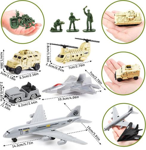 Set, Playset 3 4 5 deAO Military Base Army Men with Military Vehicle,Weapon Gear Accessories,Vehicles Accessories