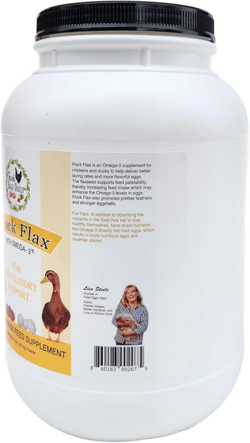Omega-3 4 lb Fresh Eggs Daily Flock Flax Natural Flaxseed Supplement for Chickens & Ducks Enhances Levels, Supports