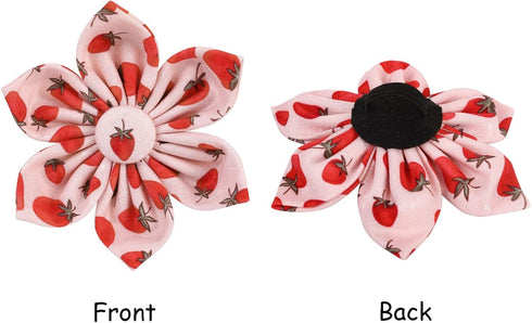 Lionet Paws Dog Collar with Flower, Cute Cotton Adjustable Flower Collar with Metal Buckle for Medium Dog Girl Boy Gift