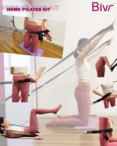 Portable Pilates Home Kit with Loop Straps, Resistance Bands, Door Anchors, and Carabiners for Home Workouts