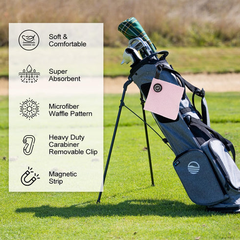 Small Magnetic Golf Towel - Microfiber Waffle Design with Clip for Golf Bags and Carts