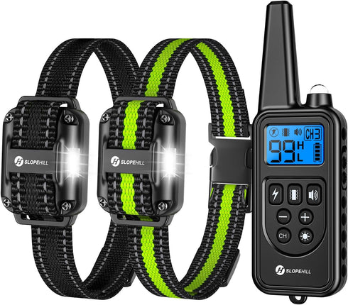 Dog Training Collar with Remote, 2600Ft Electronic Shock Collar Set for Small Medium Large Dogs (Black Green)