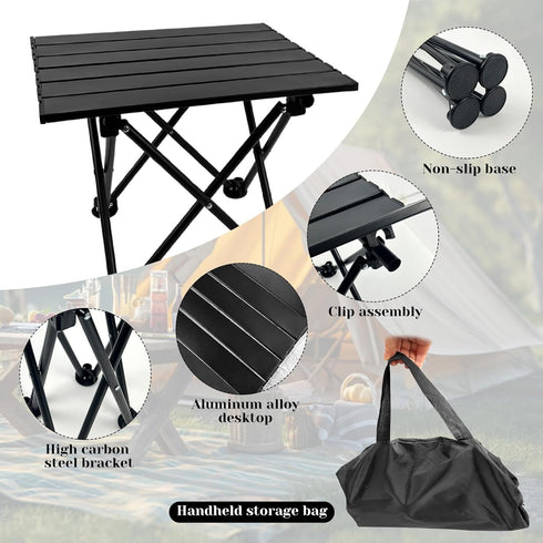 Wensdr 2 Set Folding Camping Table with Chairs Lightweight Picnic Table and Chairs for Beach Hiking Travel Fishing