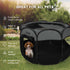 Portable Dog Playpen for Small Dogs, Collapsible Pet Cat Playpen with Zipper Top Cover for Indoor Outdoor Use (Small