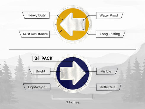 Trail Markers, Bright Reflective Trail Marker Pack of 24, Easy to Mount for Hunting, Hiking, Camping, and More