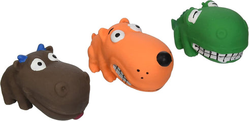 Multipet Squeaky Mini Latex Animal Dog Toys, 3 Pack, Assorted, 3"