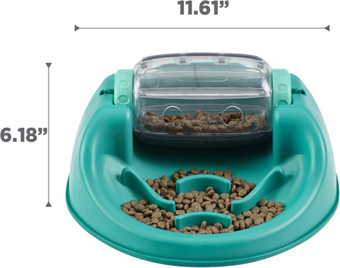 2 Outward Hound by Nina Ottosson Spin N' Eat Dog Puzzle and Slow Feeder, Level Intermediate Enrichment Toy, Green