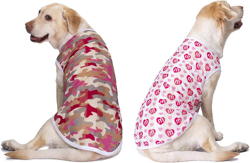2 Pack Camo Dog T-Shirts for Medium Large Dogs, Quick Dry Cooling Vest Shirt for Pet Apparel