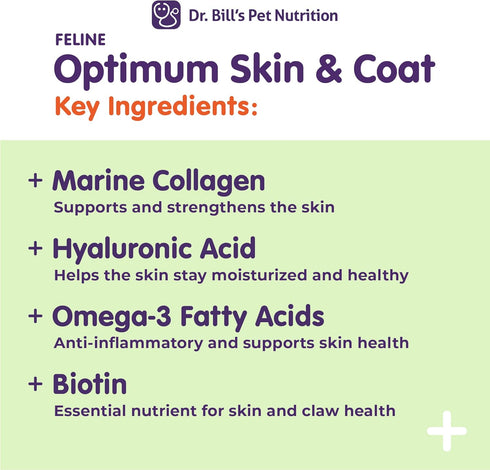 Dr. Bill’s Feline Optimum Skin & Coat - Fish Oil Omega-3 Fatty Acids for Cats - Reduces Shedding and Hairballs