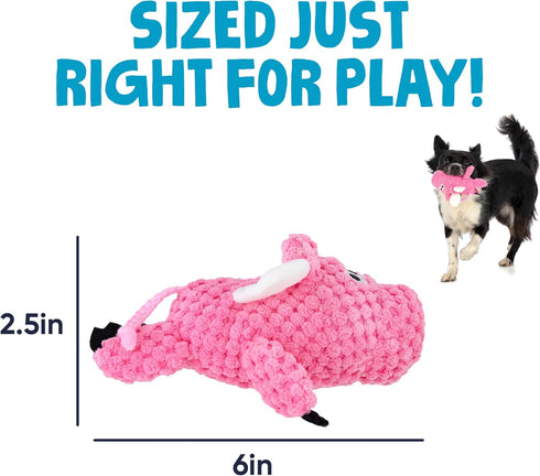 goDog Checkers Just for Me Flying Pig Squeaky Plush Dog Toy with Chew Guard Technology, Durable Fabric & Squeaker