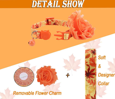 Fall Cat Collar Flower - Dog Collars Charms for Thanksgiving Pet Accessories