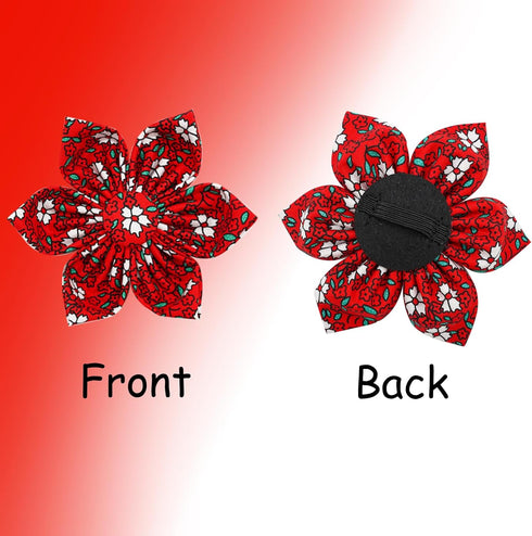 Elegant little tail Dog Collar with Flower, Christmas Flower Dog Collar for X-Small Dogs, Holiday Pet Collar