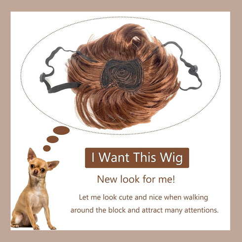 Dog Wig Pet Costumes - Cat Costume Synthetic Accessories for Small Dogs, Halloween & Christmas Party Decor