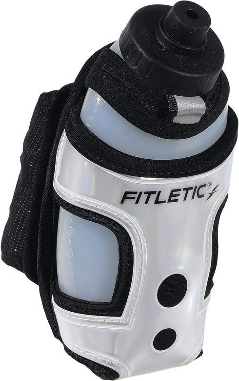 Fitletic HydraPocket Handheld Water Bottle Carrier in Silver and Black