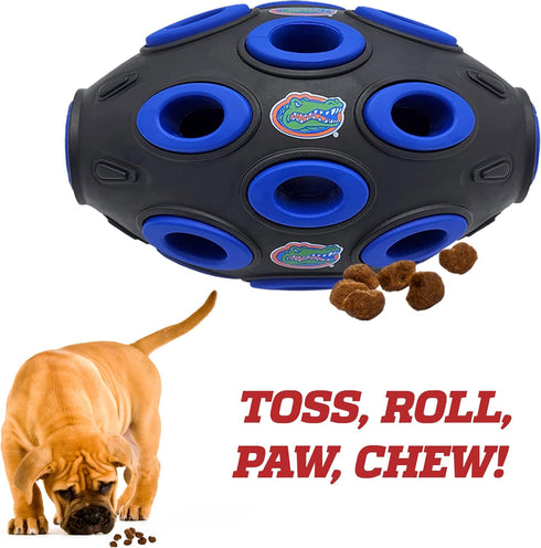 Pets First NCAA Florida Gators Football Treat Dispensing Toy for Dogs and Cats, Interactive Rubber Ball