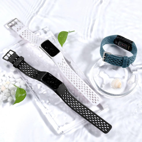 Maledan Compatible with Fitbit Charge 5/6 Bands, Soft Waterproof Replacement Wristbands Strap for Advanced Fitness