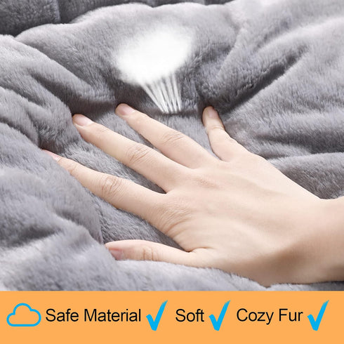 Dog Beds Crate Pad for Small Dogs, Ultra Soft Washable & Anti-Slip Kennel Pad, Cat Bed Mat, Gray 24inch