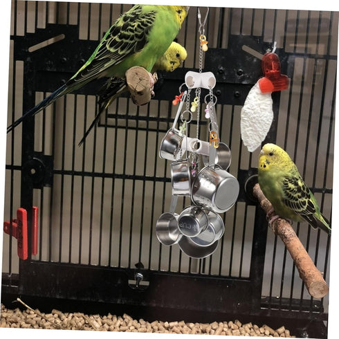 WOONEKY Safe Biting Bird Toy for Parrots - Bright Teether Plaything
