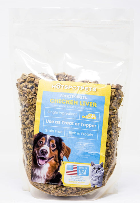 '-1LB Bag~300pcs hotspot pets Freeze Dried Chicken Liver Treats for Cats & Dogs Big -Made in USA- Single Ingredient All