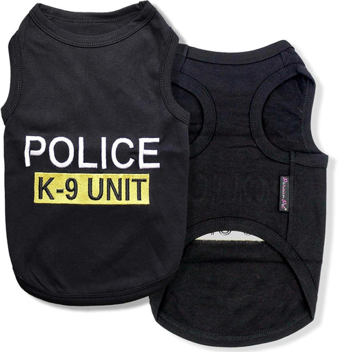 Parisian Pet Unisex Dog T-Shirt - 'Police k-9 Unit' Embroidered, 100% Cotton, 3XL, Machine Washable Dog Costume