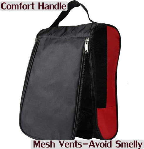 Outdoor Golf Shoes Bags, Travel Shoes Bags Zippered Sport Shoes Bag (Red)