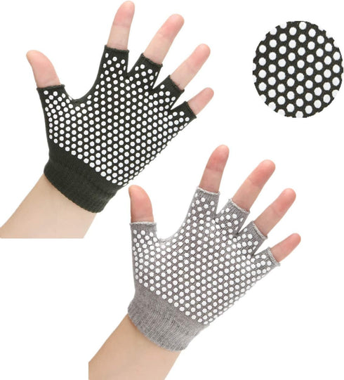 YL TRD V Non Slip Fingerless Yoga Gloves - 2 Packs of Workout Gloves