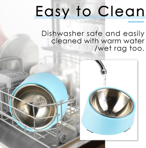 SuperDesign Mess Free 15° Slanted Bowl for Dogs and Cats, Tilted Angle Bulldog Bowl Dog Feeder, Non-Skid & Non-Spill