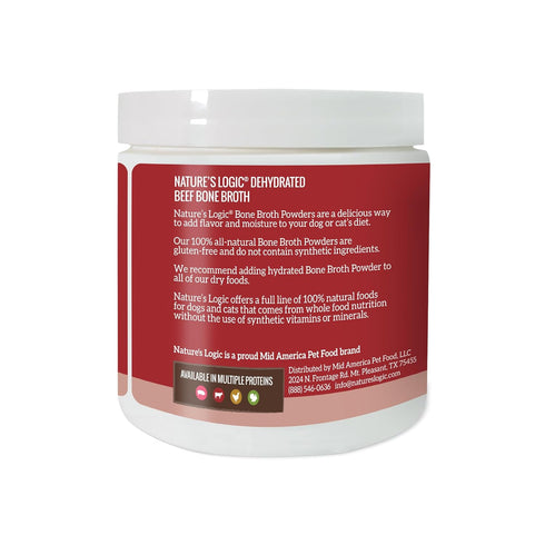 Nature's Logic Dehydrated Bone Broth Powder, 100% Natural Dog & Cat Topper, 6oz