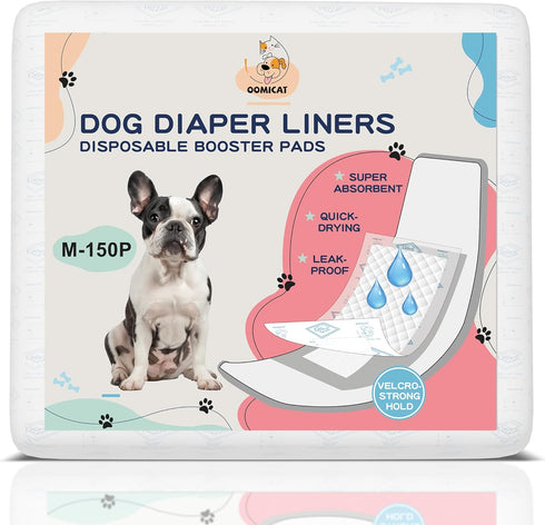 Dog Diapers Liners, 150 Ct, Super Absorbent Doggie Diaper Inserts for Male