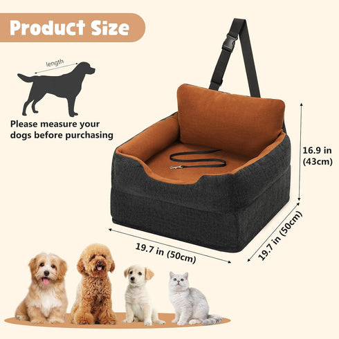 30 lbs, Avont Dog Car Booster Seat for Small/Medium Dogs Under Elevated Puppy Carseat, Front Seat Pet Car Bed -Black