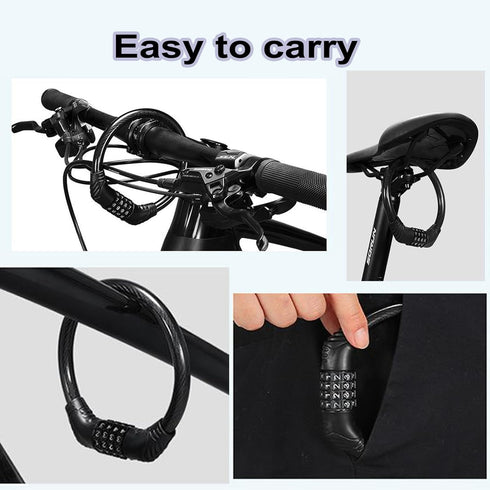 Heavy Duty Bike Lock Cable, 4 Digit Resettable Combination Lock, Portable Code Lock, 16 inches, 2 Pcs