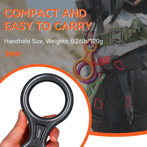 Rescue Figure 8 Descender Climbing Gear, 35KN/3500kg Aluminum Alloy Rigging Plate for Belaying