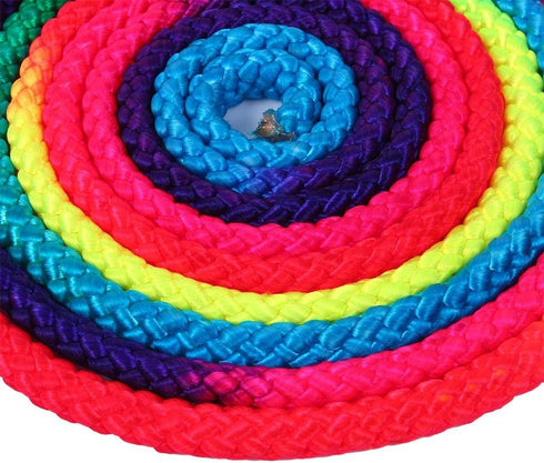 Gymnastics Art Rope, 2.8m/110inch Solid Nylon Rainbow Color Rhythmic Gymnastics Rope for Competition Arts Training