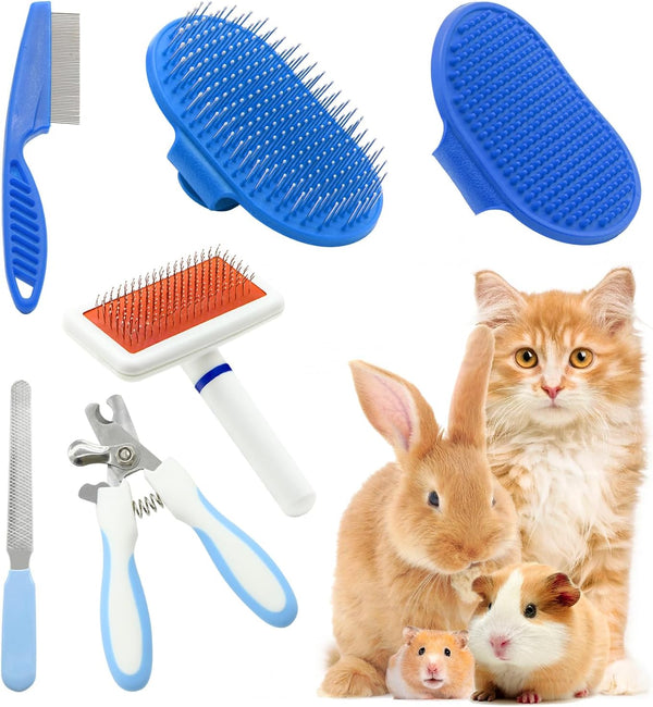 Pet Grooming Kit with Slicker Brush Bath Massage Glove Brush Pet Shedding