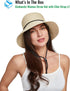 Gisdanchz Women Wide Brim Straw Hat with Chin Strap for UV Sun Protection - Summer Accessory