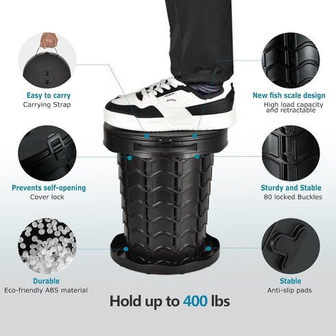Upgrade Retractable Portable Toilet Camping Toilet Lightweight and Height Adjustable Folding Travel Toilet Portable