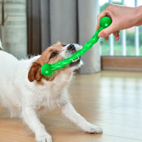 Ycozy 11'' Long Dog Chew Toys for Small/Medium Dogs, Rubber Rope Toys Knot Dental Teething, Almost Indestructible
