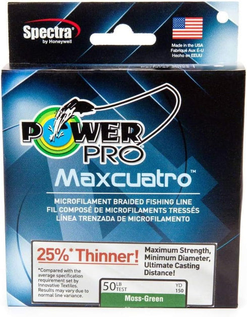 PowerPro Maxcuatro Spectra Braided Line, Moss Green