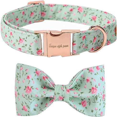 Unique Style Paws Pet Soft & Comfy Bowtie Dog Collar and Cat Collar - Gift for Dogs and Cats - 6 Sizes, 7 Patterns